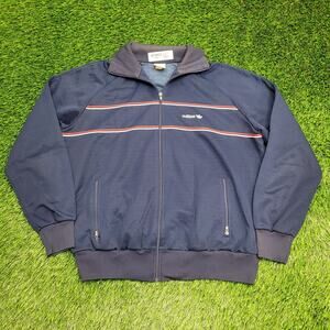 Vintage 90s ADIDAS Trefoil Track Jacket XL 24x25 Cropped Blue